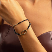 Armband met Gouden Schakel en Hartje • Onyx