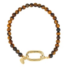 Armband met Gouden Schakel en Hartje • Tiger Eye