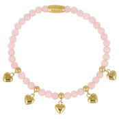 Armband met Harten Bedels • Rose Quartz