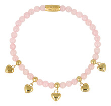 Armband met Harten Bedels • Rose Quartz