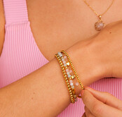 Armband met Harten Bedels • Rose Quartz