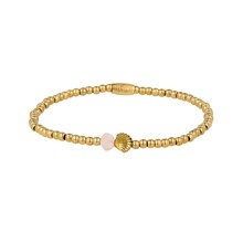 Rose Quartz Armband met Gouden Kralen en Schelp