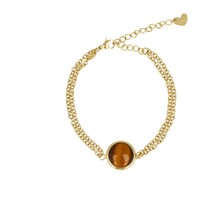 Dubbele Armband met Ronde Edelsteen • Tiger Eye