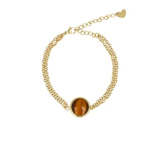 Dubbele Armband met Ronde Edelsteen • Tiger Eye