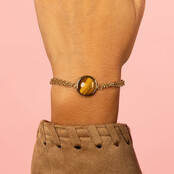 Dubbele Armband met Ronde Edelsteen • Tiger Eye