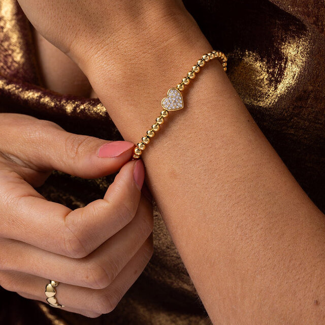 Gouden Armband met zirkonia hartje - My Bendel