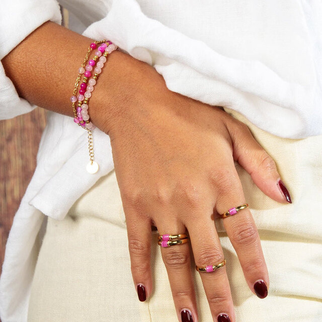 Gouden Armband met Rose Stripe Agate Edelstenen