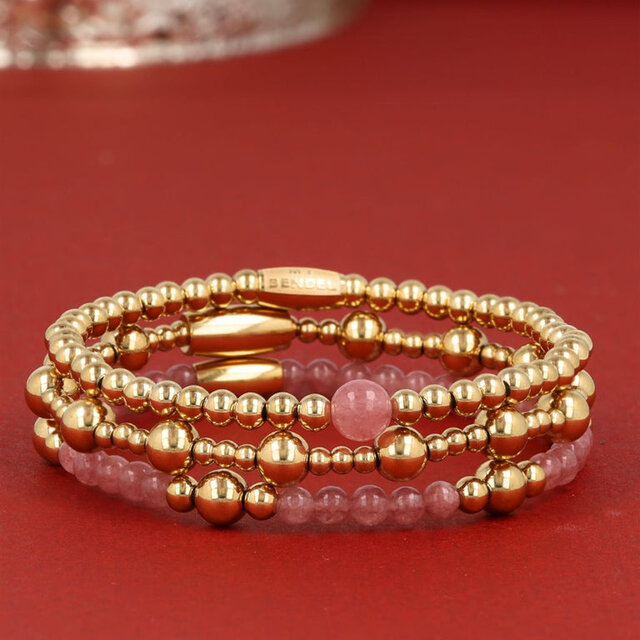 Edelstenen Armband met Gouden Kralen • Berry Quartz • 4 mm