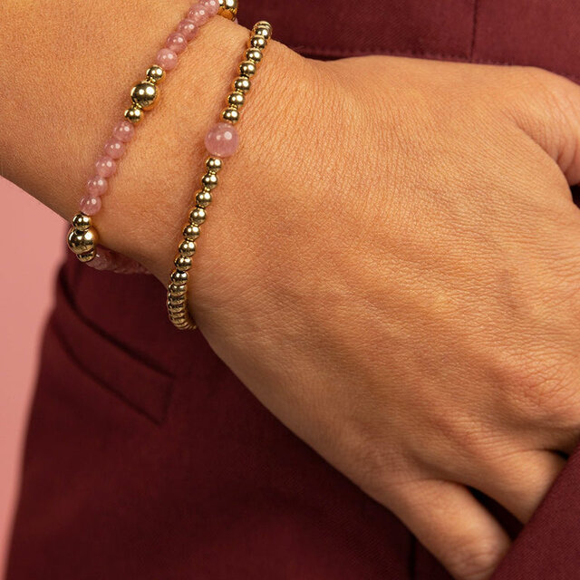 Edelstenen Armband met Gouden Kralen • Berry Quartz • 4 mm