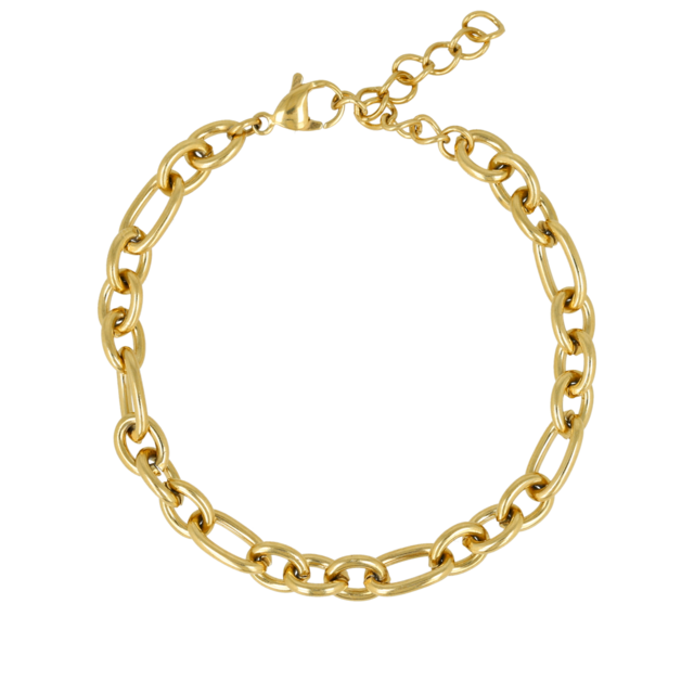 Gouden Damesarmband met Ronde en Ovale Schakels - Stainless Steel