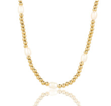 Gouden Kralenketting met Echte Zoetwater Parels