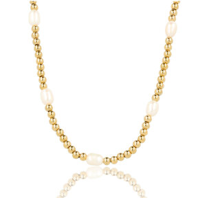 Gouden Kralenketting met Echte Zoetwater Parels