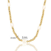Gouden Kralenketting met Echte Zoetwater Parels