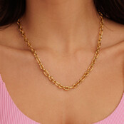 Gouden Damesketting met Ronde en Ovale Schakels - Stainless Steel