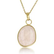 Gouden Ketting met Rose Quartz Hanger - Unieke Edelsteen