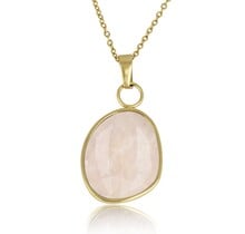 Gouden Ketting met Rose Quartz Hanger - Unieke Edelsteen