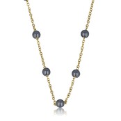 Gouden Schakelketting met Zwarte Parels - Fijn Design