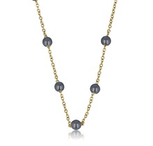 Gouden Schakelketting met Zwarte Parels - Fijn Design