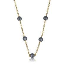 Gouden Schakelketting met Zwarte Parels - Fijn Design