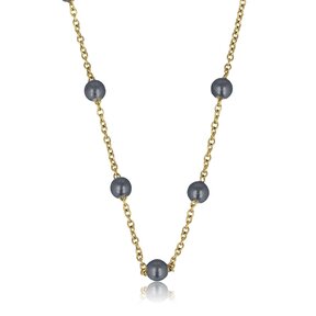 Gouden Schakelketting met Zwarte Parels - Fijn Design