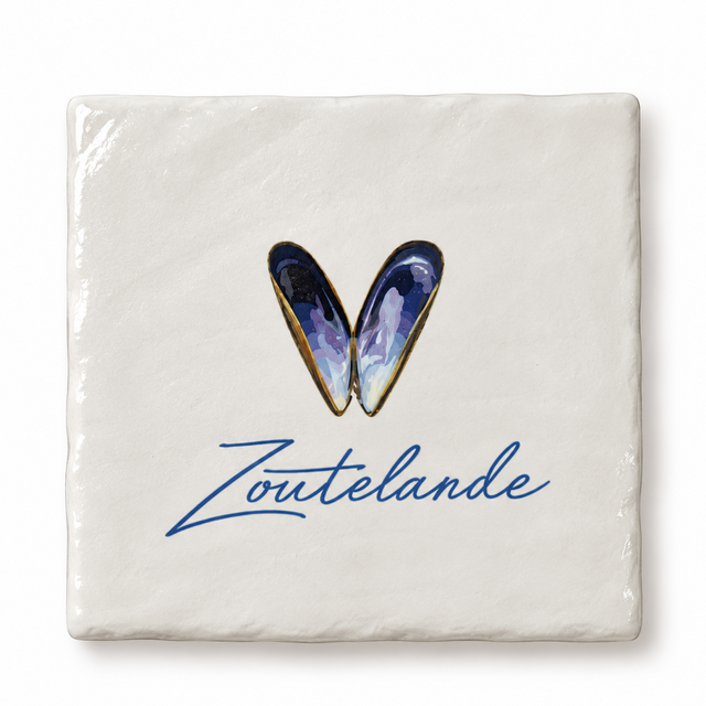 Goodies Label Tegeltje Zoutelande Mossel – 10 x 10 cm