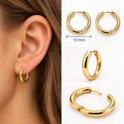 Goodies Label Basic Hoops 12 mm Goudkleurig Stainless Steel