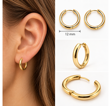 Goodies Label Basic Hoops 12 mm Goudkleurig Stainless Steel