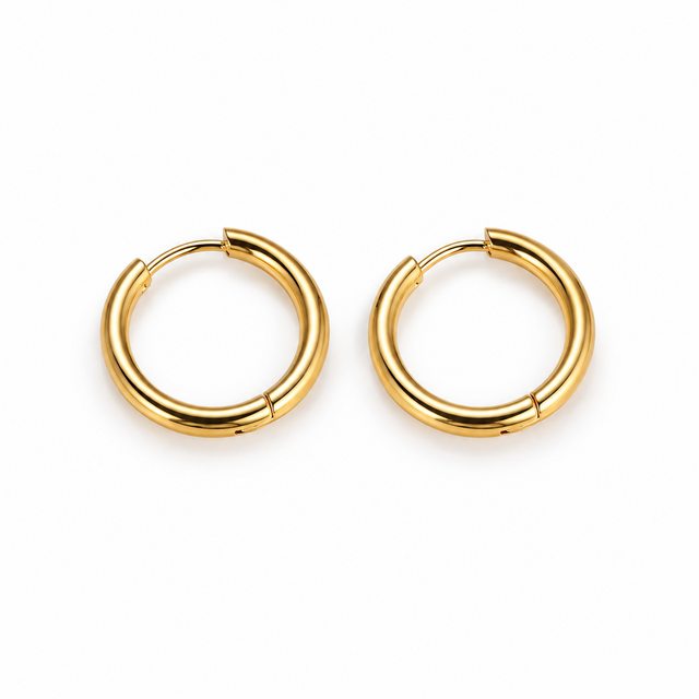 Goodies Label Basic Hoops 14 mm Goudkleurig Stainless Steel