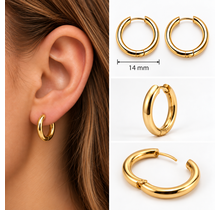 Goodies Label Basic Hoops 14 mm Goudkleurig Stainless Steel