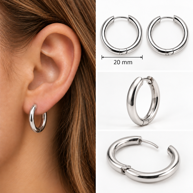 Goodies Label Basic Hoops 20 mm Zilverkleurig Stainless Steel