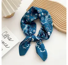 Goodies Label Satin Silk Sjaaltje Blauw Bandana – 70 x 70 cm