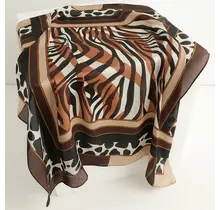 Goodies Label Satin Silk Sjaaltje Zebra Bruin – 70 x 70 cm