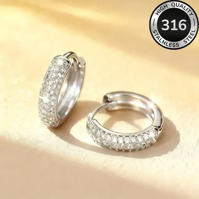 Goodies Label Sparkle Hoops Zilverkleurig 316L Stainless Steel – 12 mm