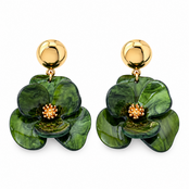 Goodies Label Flower Statement Oorbellen Groen Goudkleurig – 60 mm