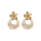 Goodies Label Flower Statement Oorbellen Crème Goudkleurig