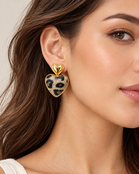 Goodies Label Leopard Heart Oorbellen Lichtbruin Goudkleurig