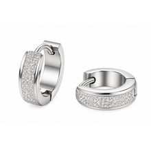 Goodies Label Sandblasted Huggie Hoops Zilver – 13,5 mm