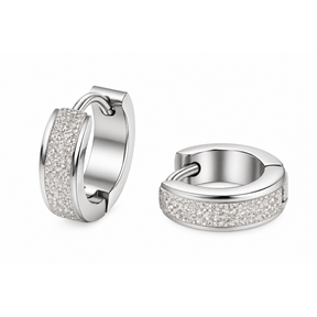 Goodies Label Sandblasted Huggie Hoops Zilver – 13,5 mm