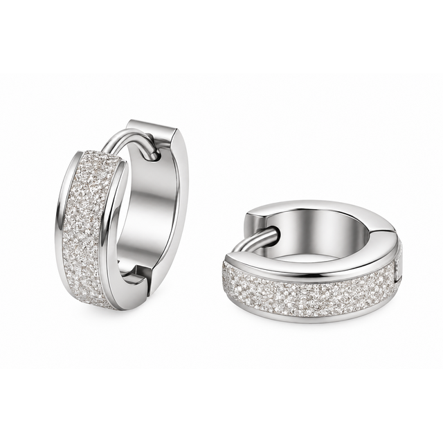 Goodies Label Sandblasted Huggie Hoops Zilver – 13,5 mm