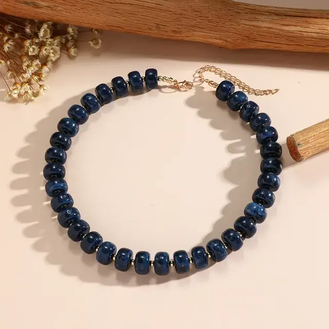 Goodies Label Bubble Bead Ketting Donkerblauw – 30 g