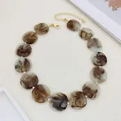 Goodies Label Marbled Disc Ketting Bruin Crème – 40 + 7 cm