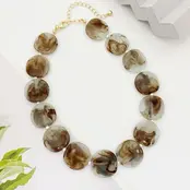 Goodies Label Marbled Disc Ketting Bruin Crème – 40 + 7 cm