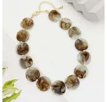 Goodies Label Marbled Disc Ketting Bruin Crème – 40 + 7 cm