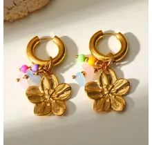 Goodies Label Blossom Charm Hoops Goud Multicolor – 18K PVD