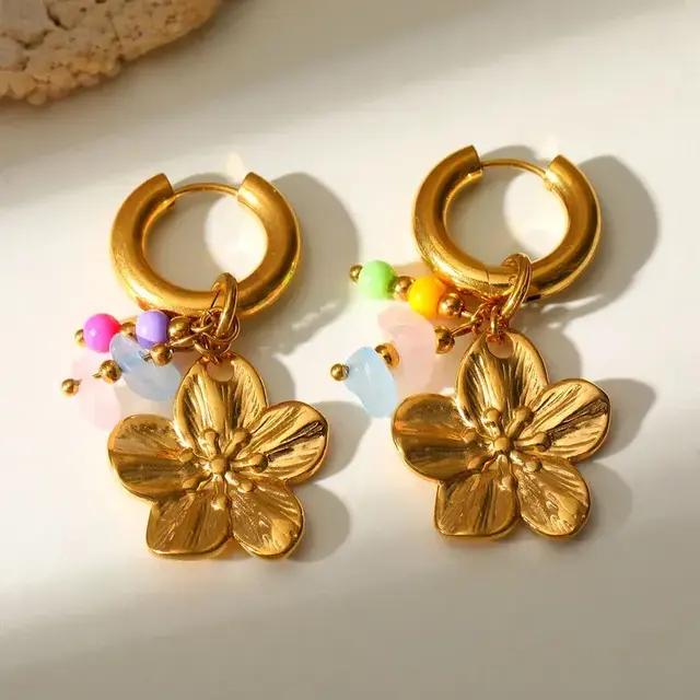 Goodies Label Blossom Charm Hoops Goud Multicolor – 18K PVD