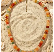 Goodies Label Natuursteen Kralenketting Sunset Multicolor – 18K PVD