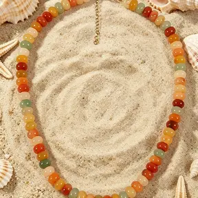 Goodies Label Natuursteen Kralenketting Sunset Multicolor – 18K PVD