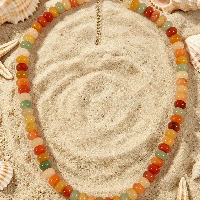 Goodies Label Natuursteen Kralenketting Sunset Multicolor – 18K PVD