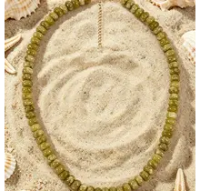Goodies Label Natuursteen Kralenketting Olijfgroen – 18K PVD