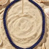 Goodies Label Natuursteen Kralenketting Donkerblauw – 18K PVD
